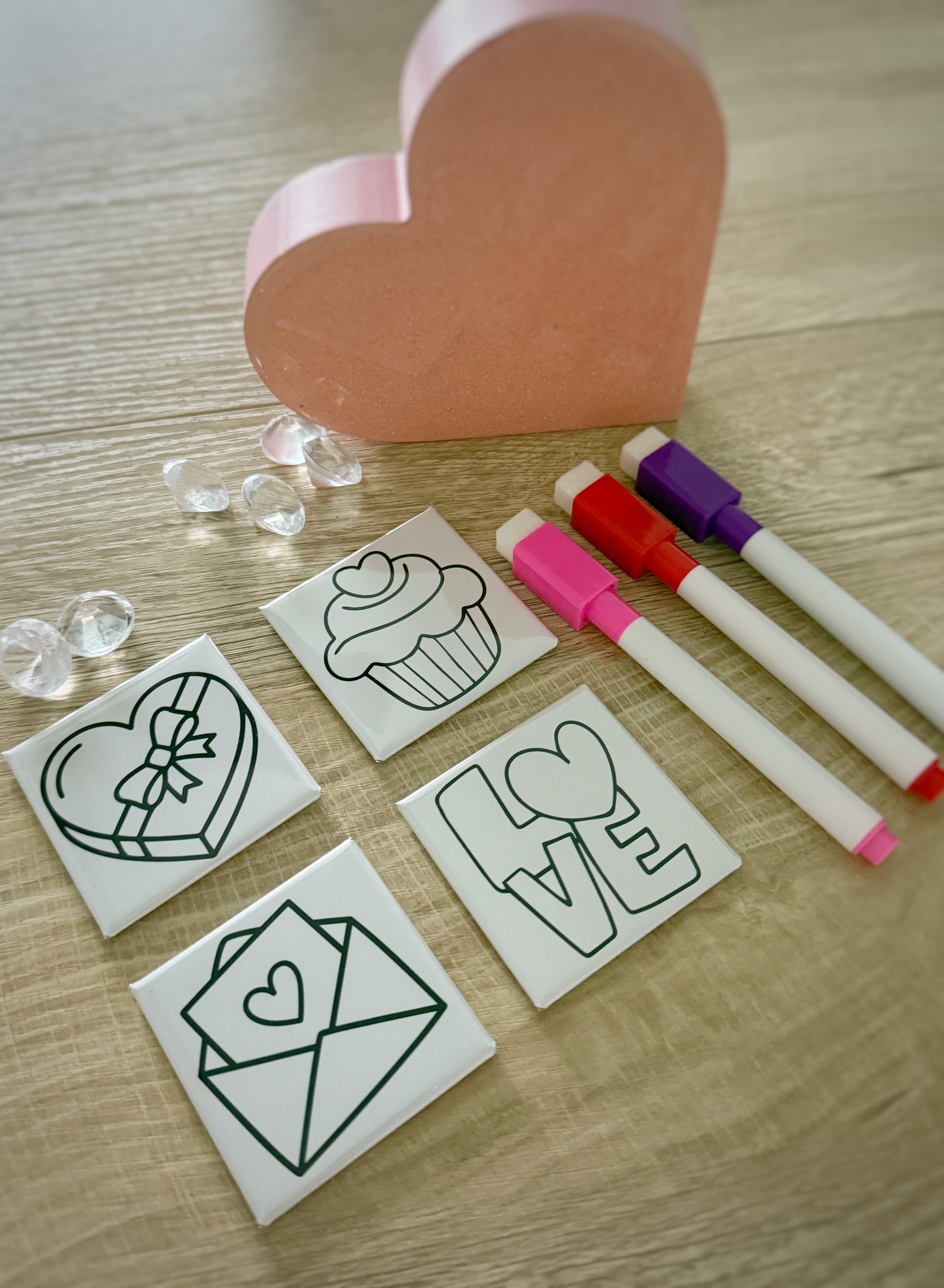 4 pc. Valentine Dry Erase Coloring Magnets