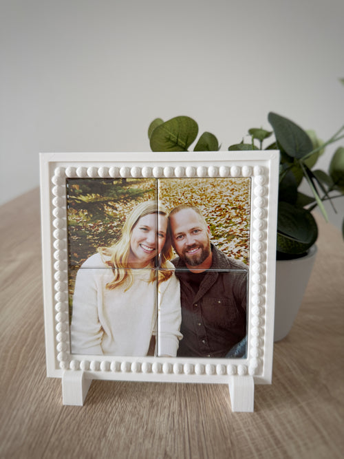 Complete Set - 4 Piece Mosaic Photo Magnets + Magnetic Frame