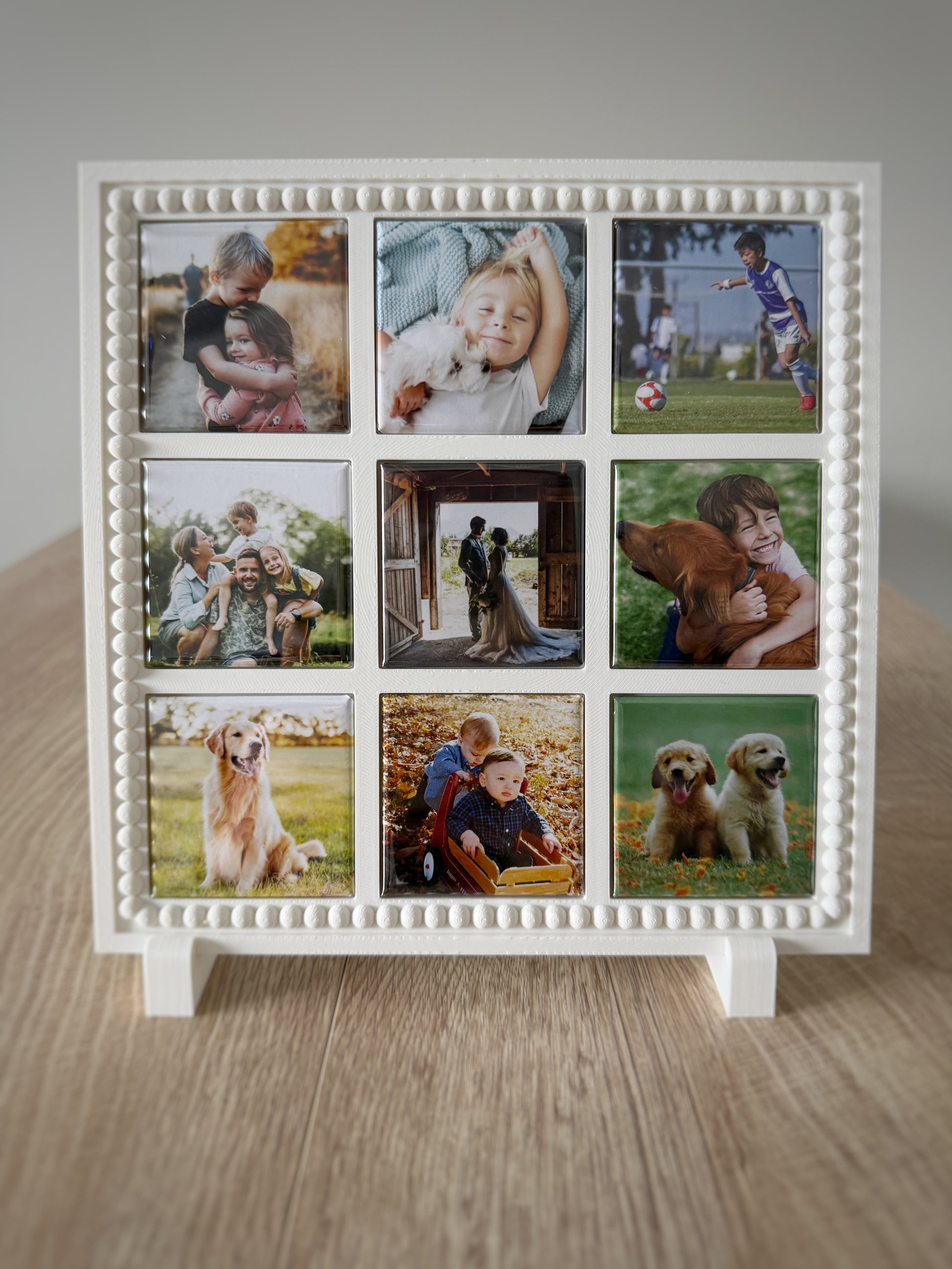 Complete Set - 9 Custom Photo Magnets + Magnetic Frame
