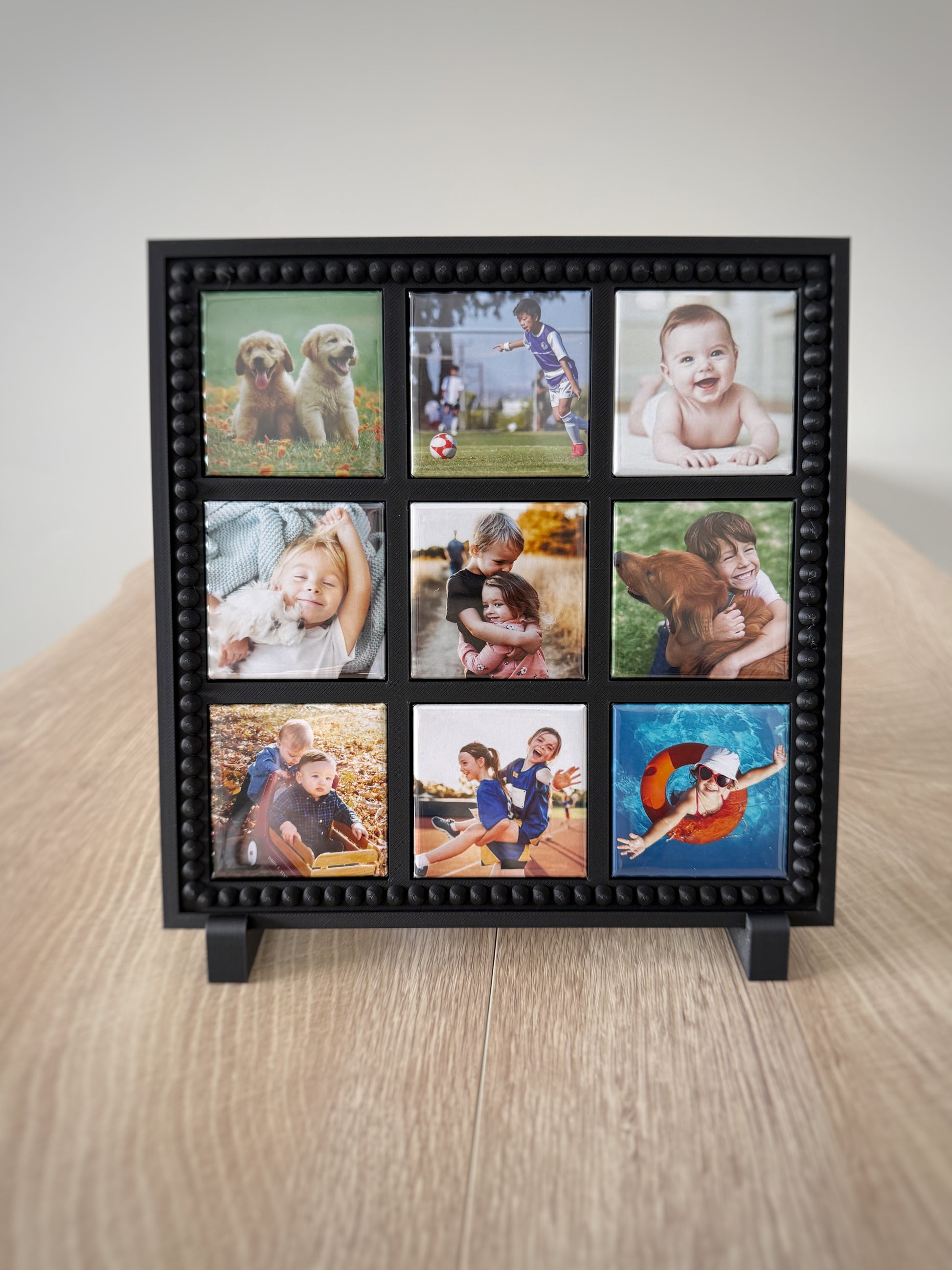 Complete Set - 9 Custom Photo Magnets + Magnetic Frame