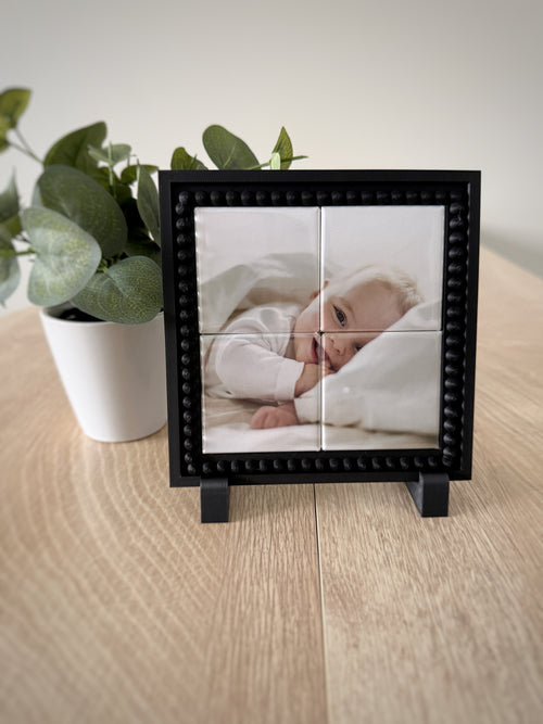 Complete Set - 4 Piece Mosaic Photo Magnets + Magnetic Frame