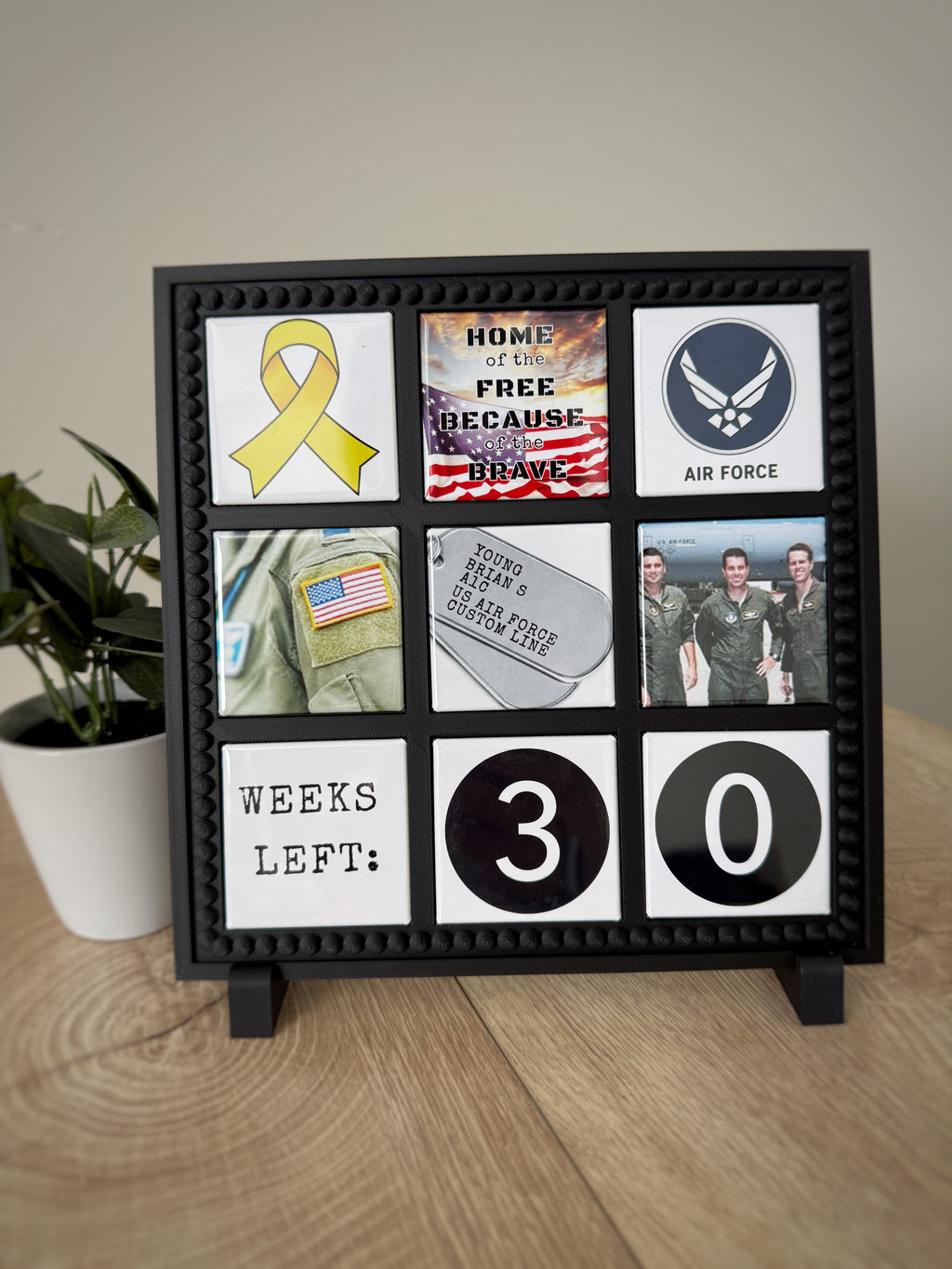 Military Deployment Countdown Frame with Number Magnets