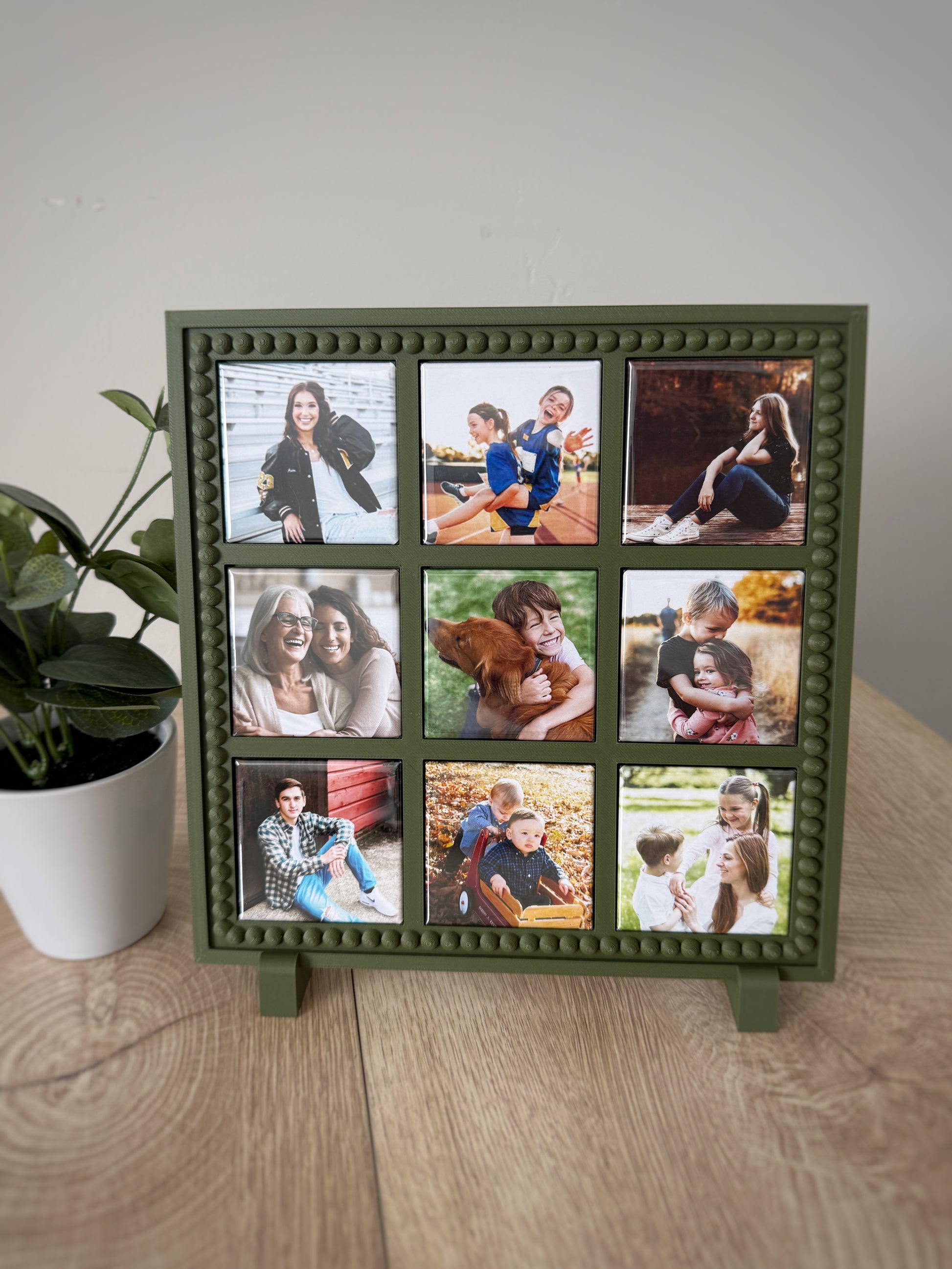 Custom 9-Piece Square Photo Magnet Set with Magnetic Frame | Personalized Photo Gift