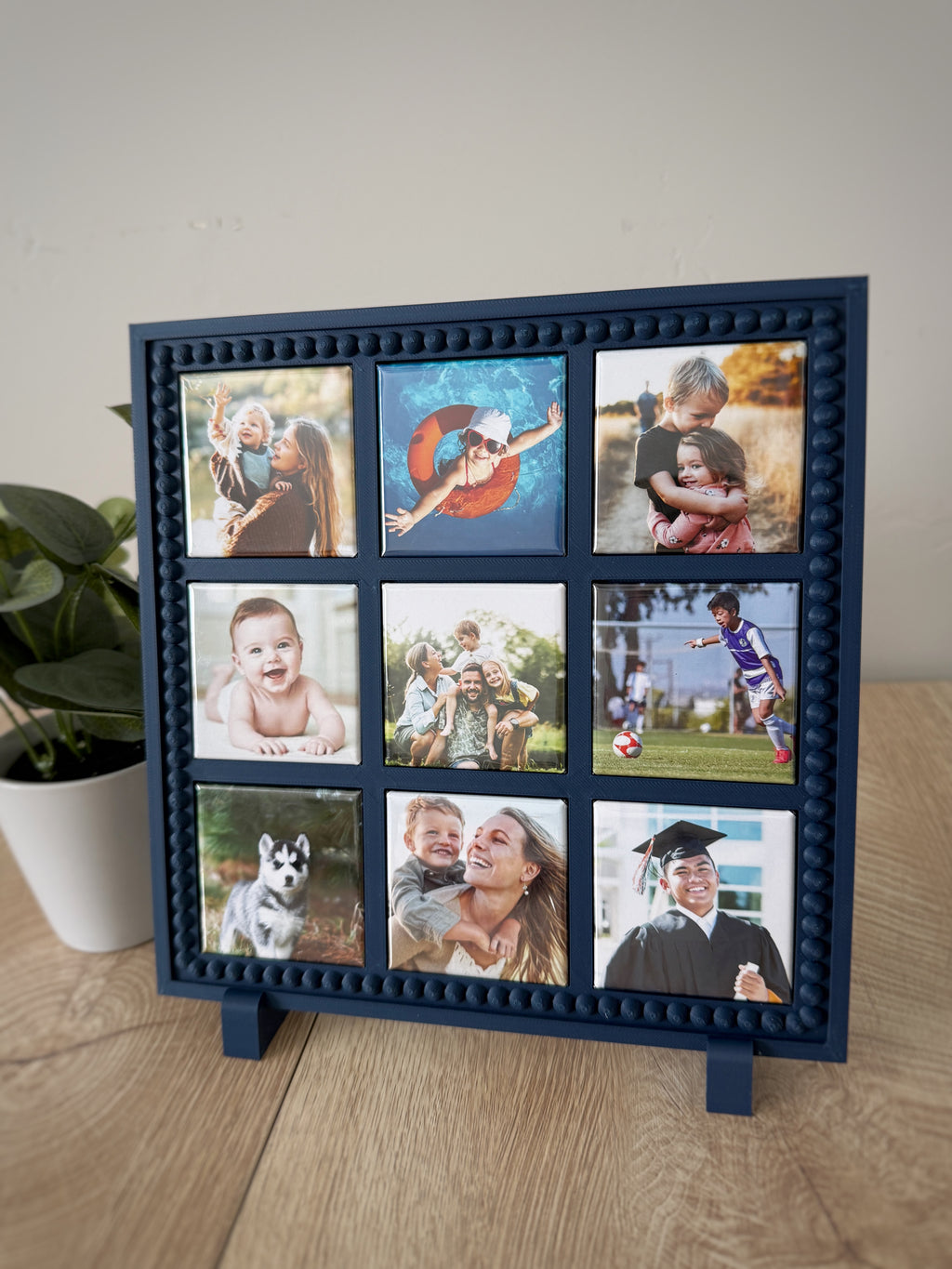 Custom 9-Piece Square Photo Magnet Set with Magnetic Frame | Personalized Photo Gift