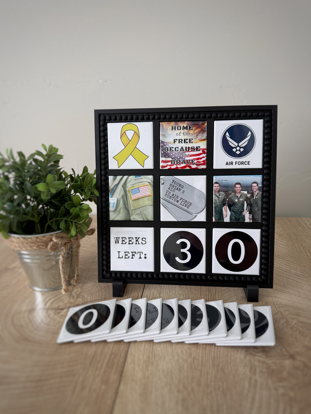 Military Deployment Countdown Frame with Number Magnets