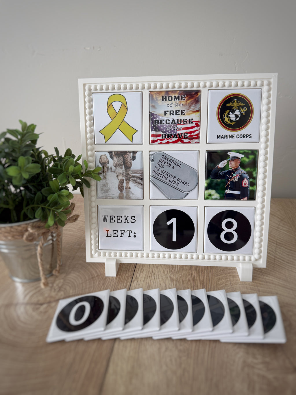 Military Deployment Countdown Frame with Number Magnets