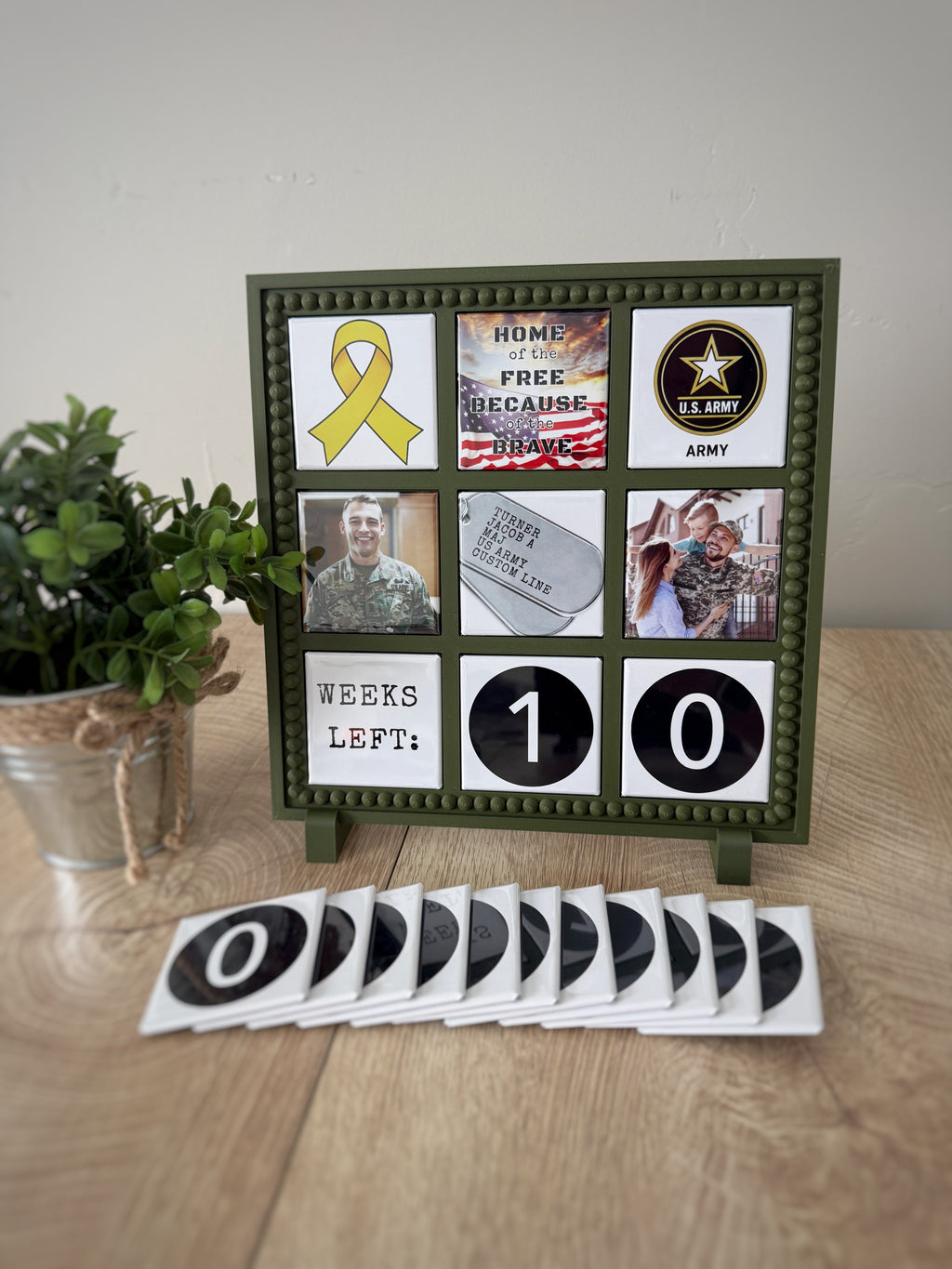 Military Deployment Countdown Frame with Number Magnets