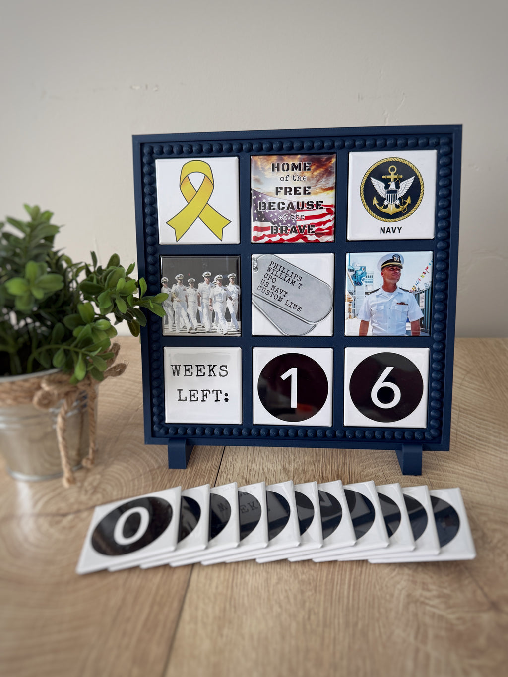 Military Deployment Countdown Frame with Number Magnets
