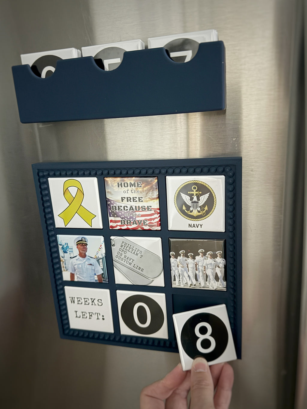 Military Deployment Countdown Frame with Number Magnets