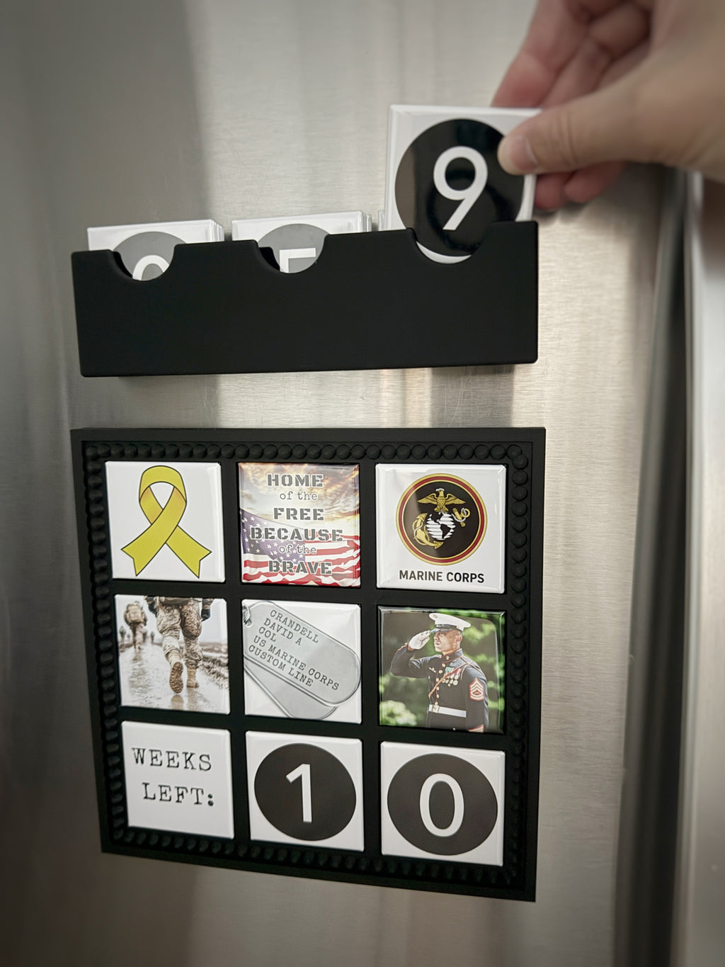Military Deployment Countdown Frame with Number Magnets