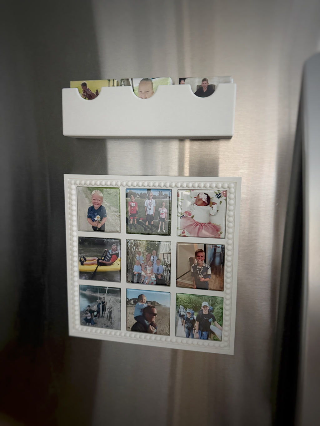Custom 9-Piece Square Photo Magnet Set with Magnetic Frame | Personalized Photo Gift