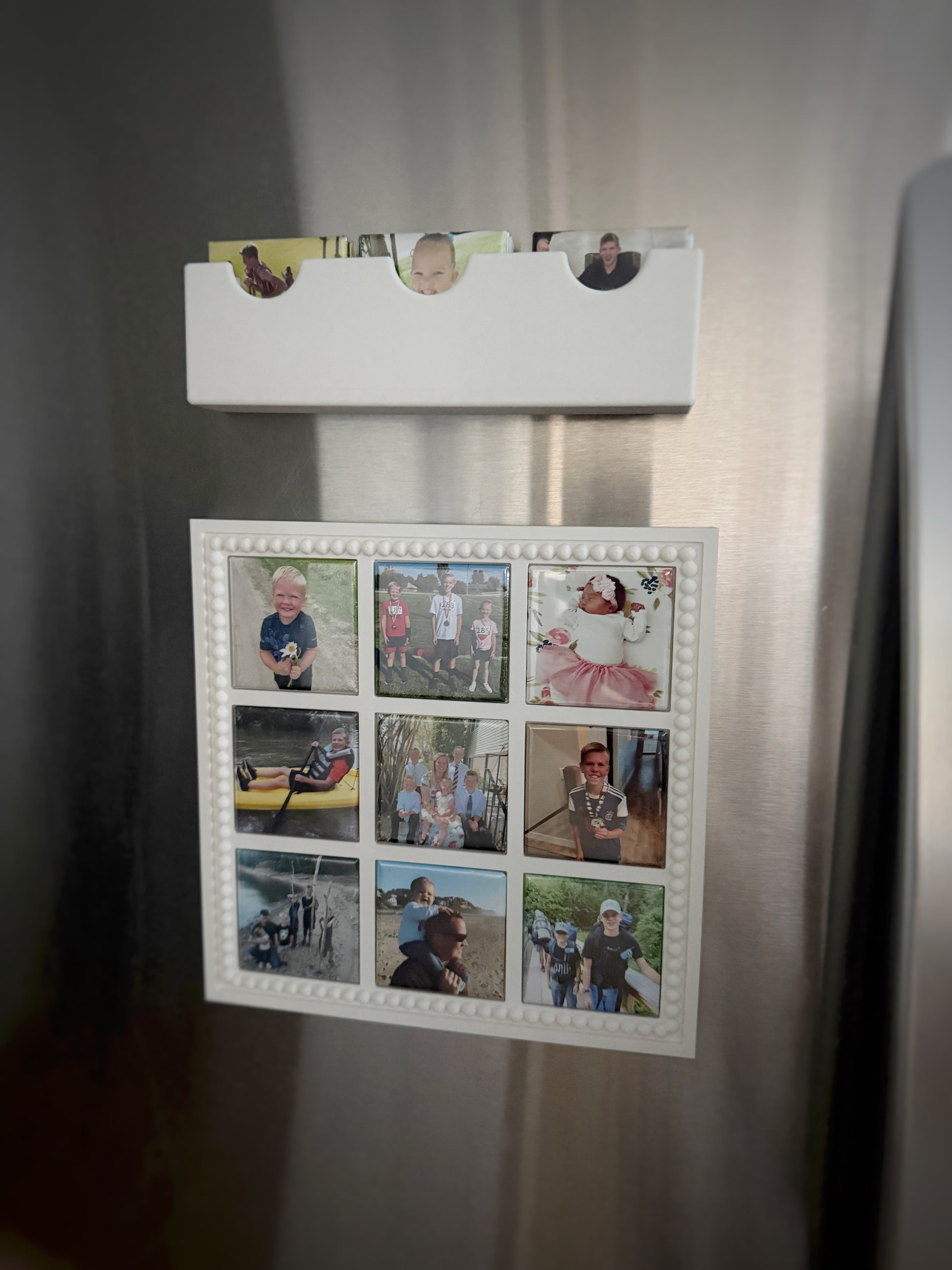 Custom 9-Piece Square Photo Magnet Set with Magnetic Frame | Personalized Photo Gift